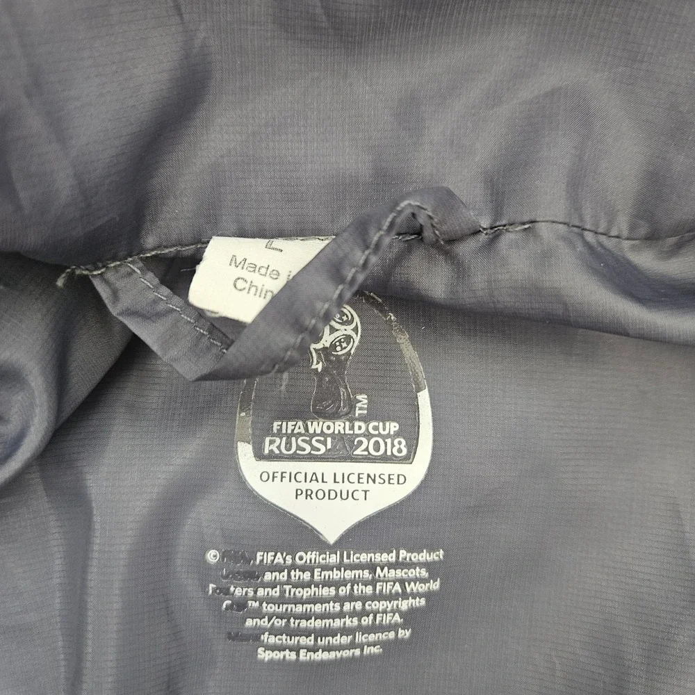 FIFA World Cup Russia 2018 Puffer Jacket Mens Large Gray Lightweight Full Zip